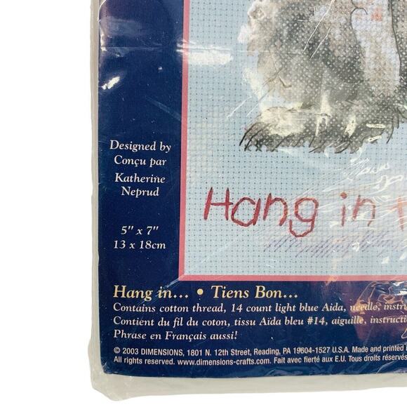 VTG 2003 Dimensions Cross Stitch Kit Opened Package/Unused 5”x7” Kitty Cat Lover - Picture 6 of 7